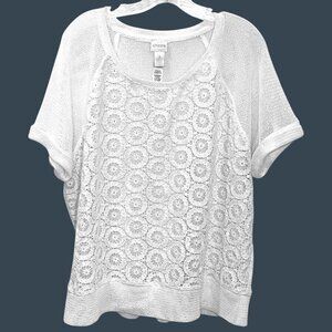 Chico's White Crochet Women Top